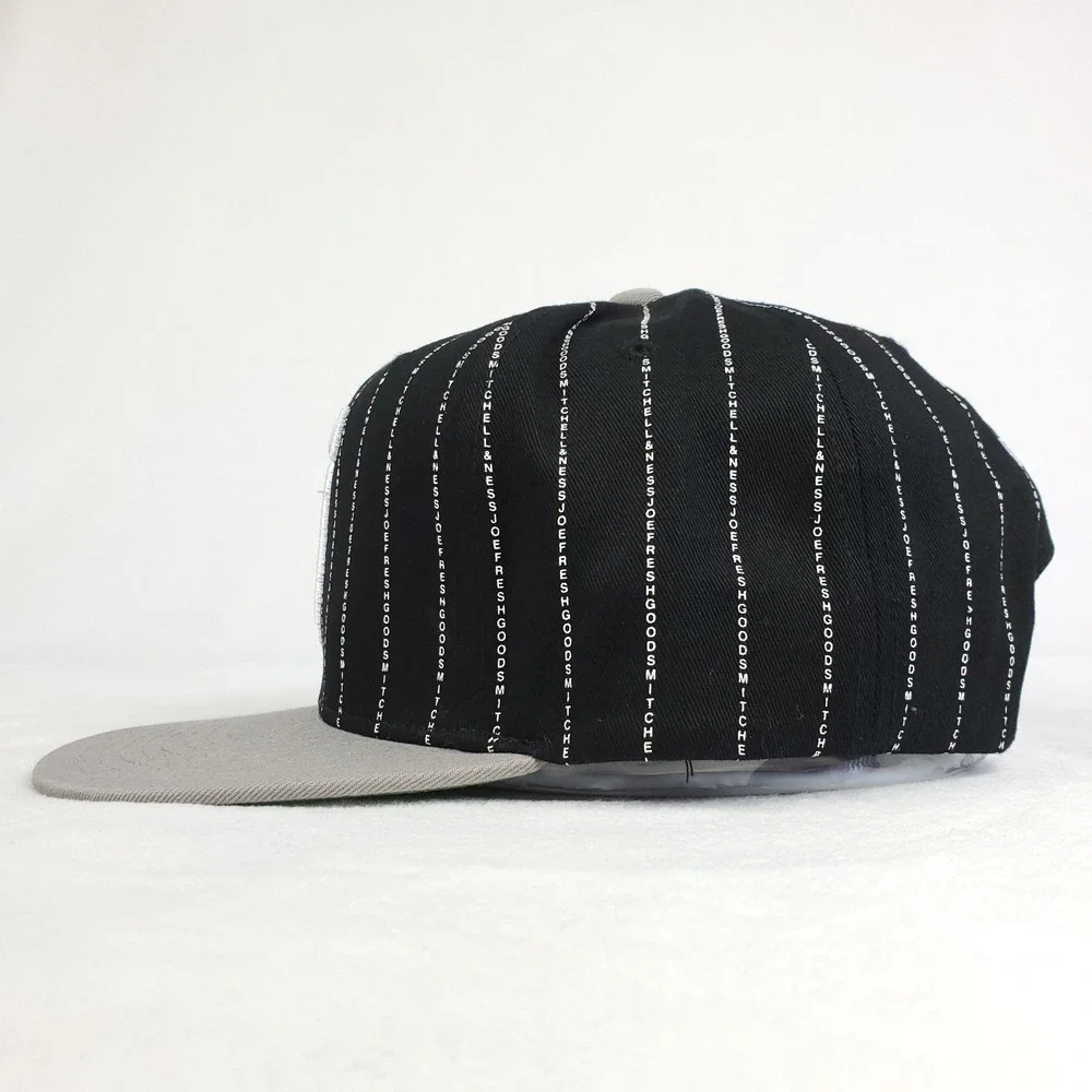 Joe Fresh Goods Mitchell & Ness Snapback Hat Cap 3D Logo Black White Stripe New